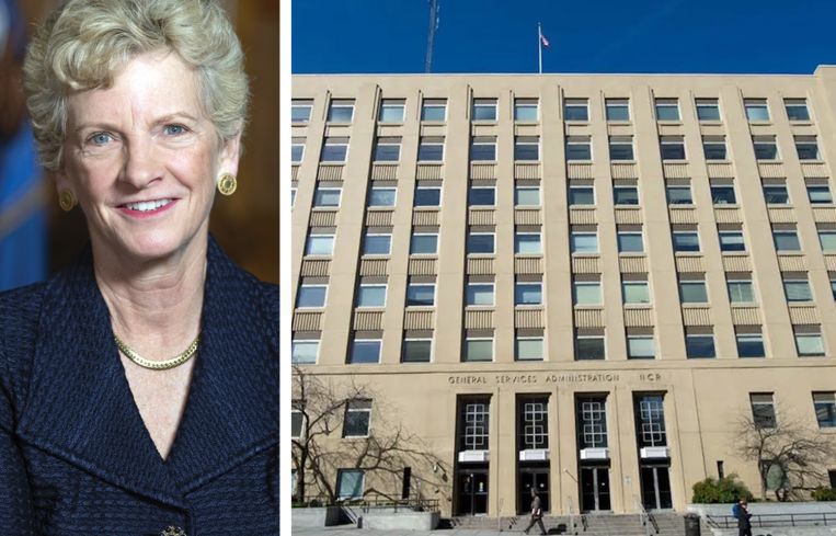 GSA Administator Robin Carnahan and 301 Seventh Street SW, Washington, D.C.