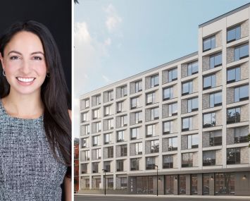 Elmo Realty's Saba Vahdat and a rendering for Elmo Realty's planned 126-unit project at 1763-1771 Amsterdam Avenue in West Harlem.