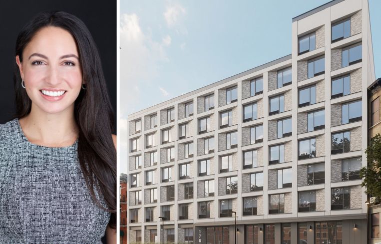 Elmo Realty's Saba Vahdat and a rendering for Elmo Realty's planned 126-unit project at 1763-1771 Amsterdam Avenue in West Harlem.