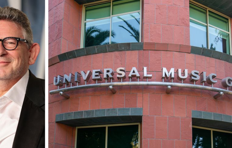 Lucian Grainge, CEO of Universal Music Group, and the company's corporate offices in Santa Monica.