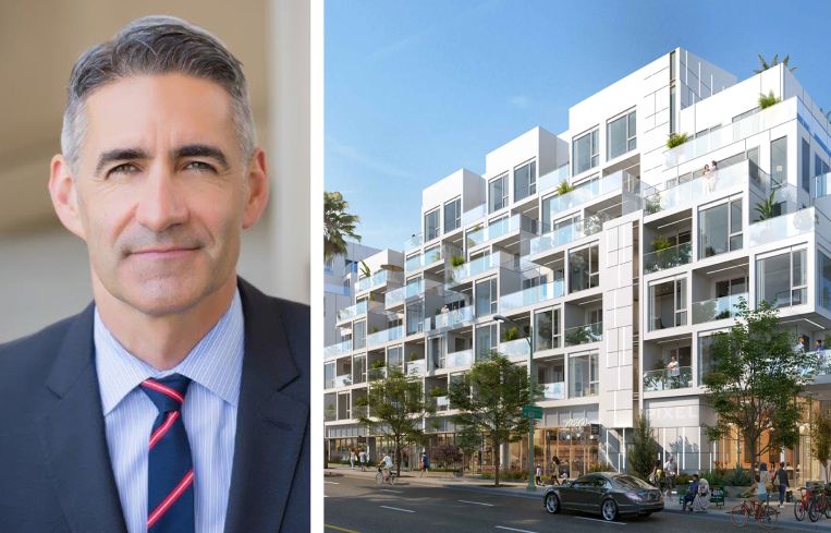 LA City Planning Director Vincent Bertoli and a rendering of 1185 West Sunset Boulevard
