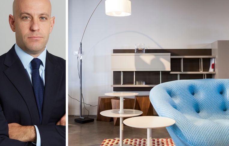 Newmark's Ariel Schuster and a Ligne Roset showroom.
