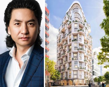 New Empire Corp. CEO Bentley Zhao and a rendering of 24-01 Queens Plaza North.