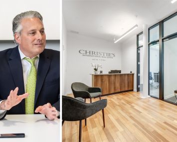 Brett Forman, managing director of Christie's International Real Estate Group, and the firm's new offices at 156 Fifth Avenue.