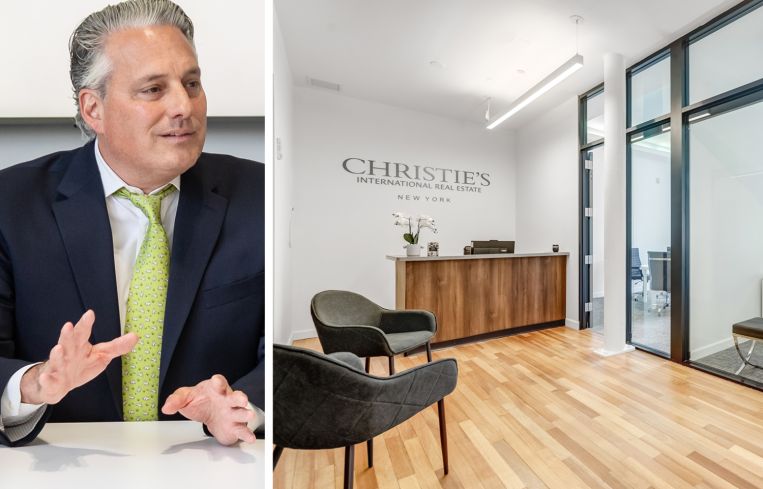 Brett Forman, managing director of Christie's International Real Estate Group, and the firm's new offices at 156 Fifth Avenue.