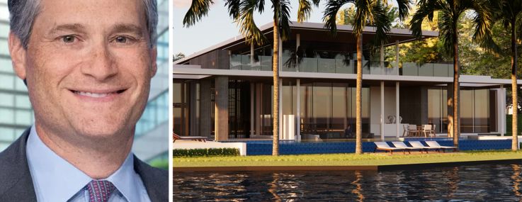 Sunrise Realty Trust CEO Brian Sedrish and a rendering of a home at Panther National.