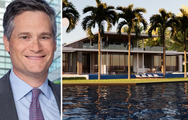 Sunrise Realty Trust CEO Brian Sedrish and a rendering of a home at Panther National.