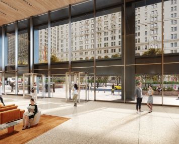 A rendering of the renovated One Liberty Plaza lobby.