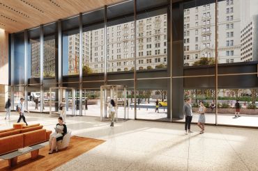A rendering of the renovated One Liberty Plaza lobby.