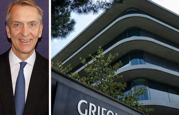 Brookfield Asset Management CEO Bruce Flatt and Grifols headquarters in Sant Cugat del Valles, Spain.