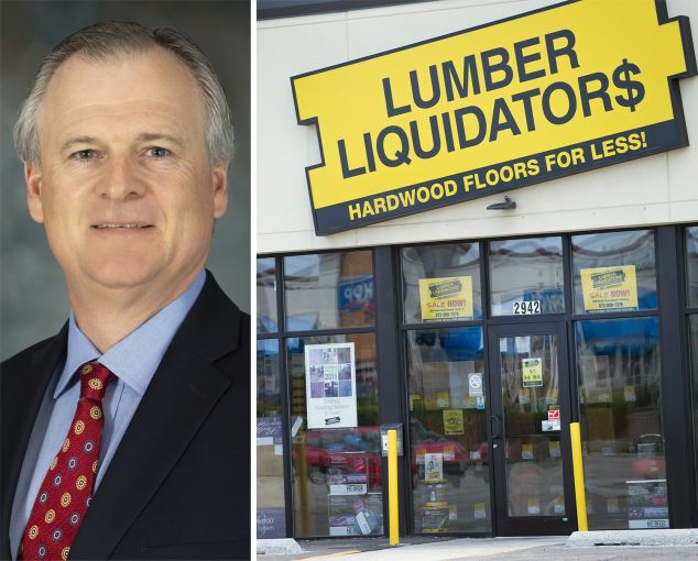 Lumber Liqudators CEO Charles Tyson and a Lumber Liquidators store.