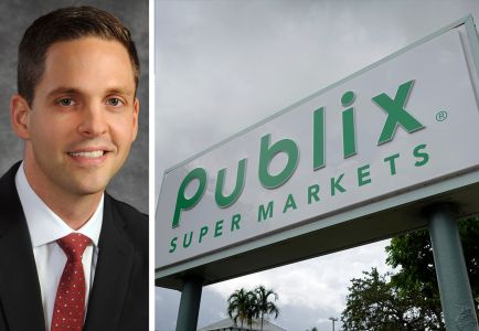 ShopOne CEO Chris Reed and a Publix Food Market sign.