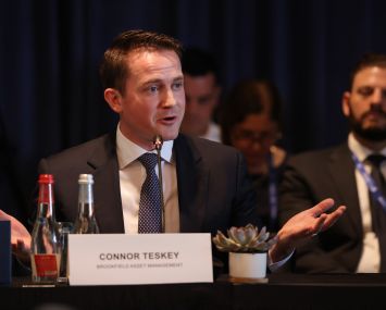 Connor Teskey, president of Brookfield Asset Management, speaks at a roundtable discussion at COP28 in Dubai, United Arab Emirates.