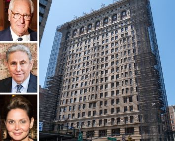 Brodsky Organization's Daniel Brodsky, GFP Real Estate's Jeff Gural, and Sorgente Group's Veronica Mainetti, and the Flatiron Building.