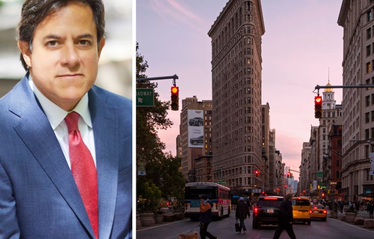 Dan Garodnick, director Department of City Planning, and the Flatiron Building.