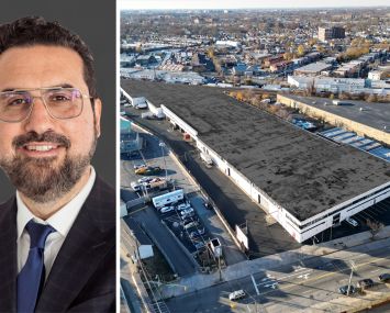 David Junik, partner at Pinnacle Realty, and 182-20 Liberty Avenue, Queens.