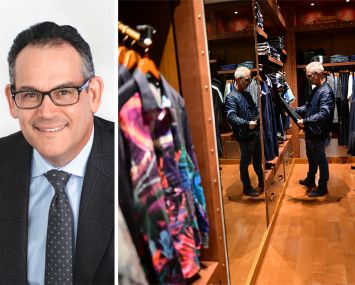 Simon Property Group Chairman, CEO, and President David Simon. A person shops at the King of Prussia Mall, which is owned by Simon Property Group.