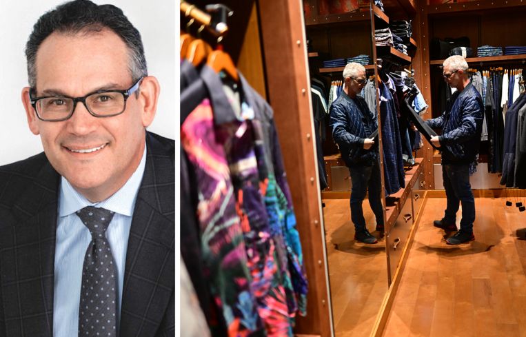 Simon Property Group Chairman, CEO, and President David Simon. A person shops at the King of Prussia Mall, which is owned by Simon Property Group.