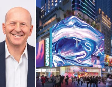 Goldman Sachs Chairman and CEO David Solomon and a rendering of TSX Broadway.