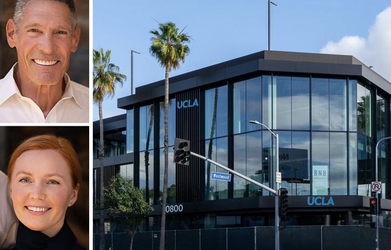 Dr. Gary Michelson, Alya Michelson, and a rendering of the proposed UCLA Research Park.