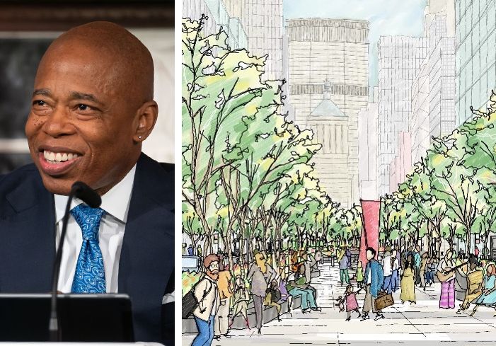 Mayor Eric Adams, a sketch of the proposed redesign of Park Avenue.