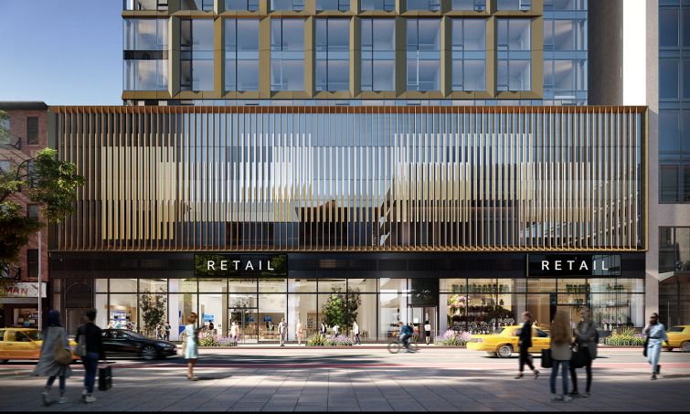 A rendering of the retail space in The Ellery.