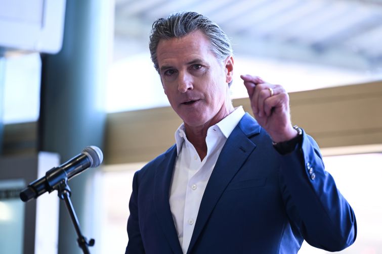 Governor Gavin Newsom speaks in San Francisco on August 10.