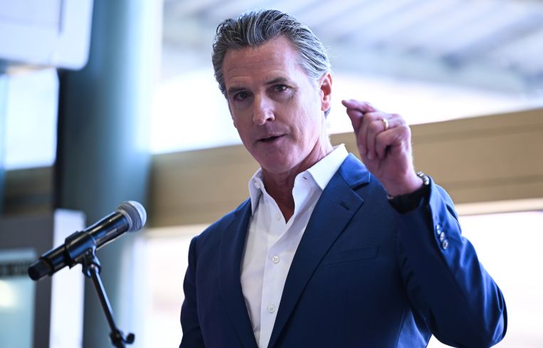 Governor Gavin Newsom speaks in San Francisco on August 10.
