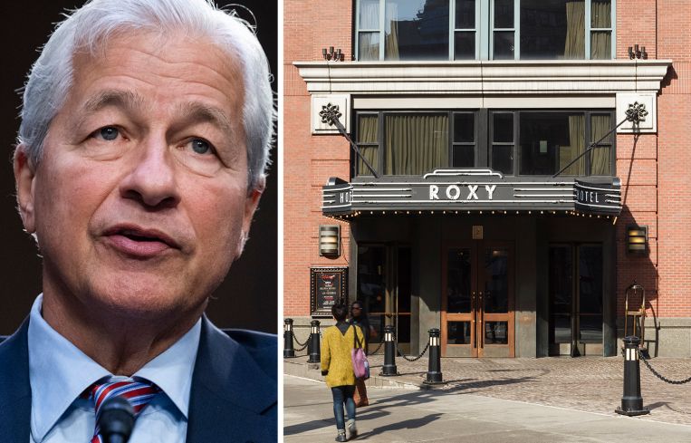 J.P. Morgan CEO Jamie Dimon and the Roxy Hotel in New York.