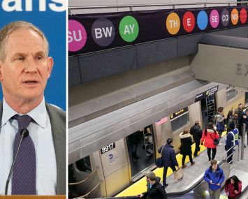 MTA Chairman and CEO Janno Lieber, and the Q train in the 86th Street station of the Second Avenue subway line.