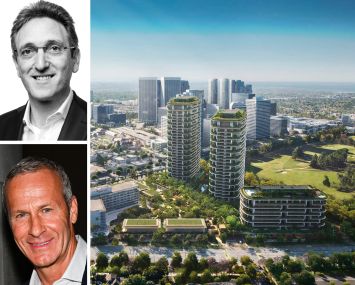 Cain International's Jonathan Goldstein, OKO Group's Vlad Doronin and a rendering of One Beverly Hills.