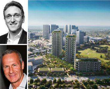 Cain International's Jonathan Goldstein, OKO Group's Vlad Doronin and a rendering of One Beverly Hills.