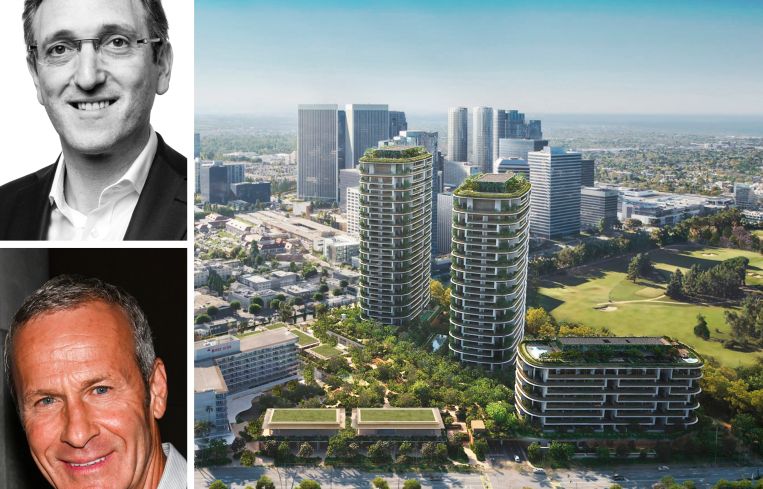 Cain International's Jonathan Goldstein, OKO Group's Vlad Doronin and a rendering of One Beverly Hills.