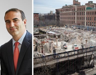 Justin Elghanayan, president of Rockrose, and the lot at 91 Pacific Street during demolition in 2017.