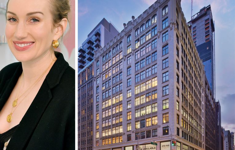 Merit Beauty founder Katherine Power and 450-460 Park Avenue South.
