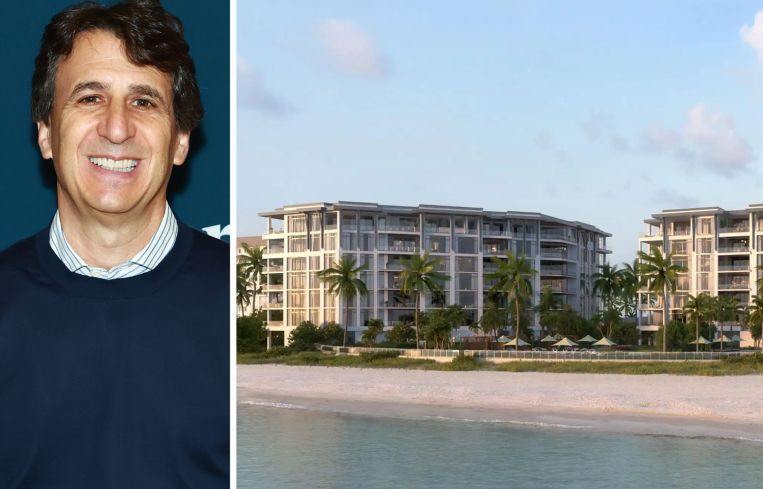 Marc Rowan, CEO Apollo Global Management, and Rendering of Rosewood Residences Naples, a 42-unit, luxury condo in Naples, Fla.