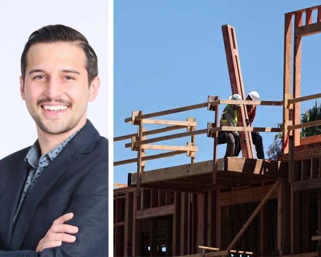 Michael Lucarelli, co-founder and CEO of RentSpree, and construction continues on a mixed-use apartment complex in Southern California.