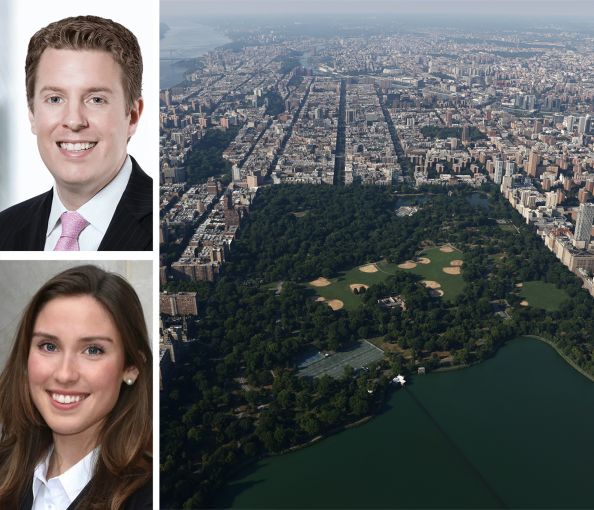 Ariel Partners' Mike Tortorici and Alix Curtin, and a view over Central Park looking north.