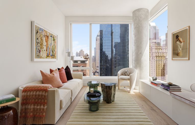 A living room in The Ellery.