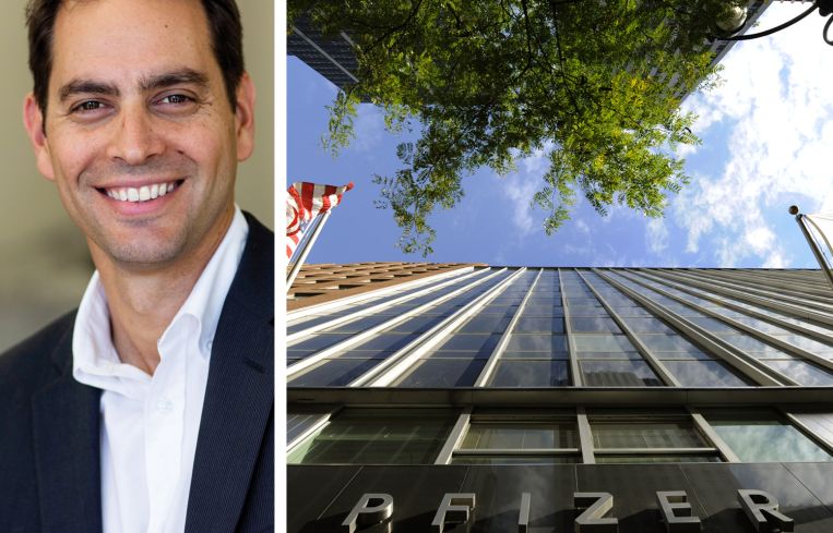Northwind Group Founder Ran Eliasaf and the former Pfizer headquarters at 219 East 42nd Street.
