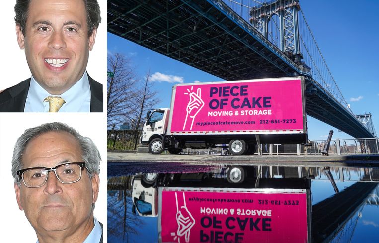 ABS Real Estate Partners' Randy Modell and Steven Hornstock. A Piece of Cake Moving truck.