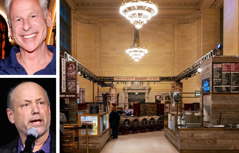 Rick Blatstein of Vizz Group, City Winery founder Michael Dorf, and City Winery at Grand Central Terminal.