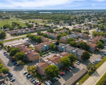 An aerial view of Southgate Apartments in suburban Detroit.
