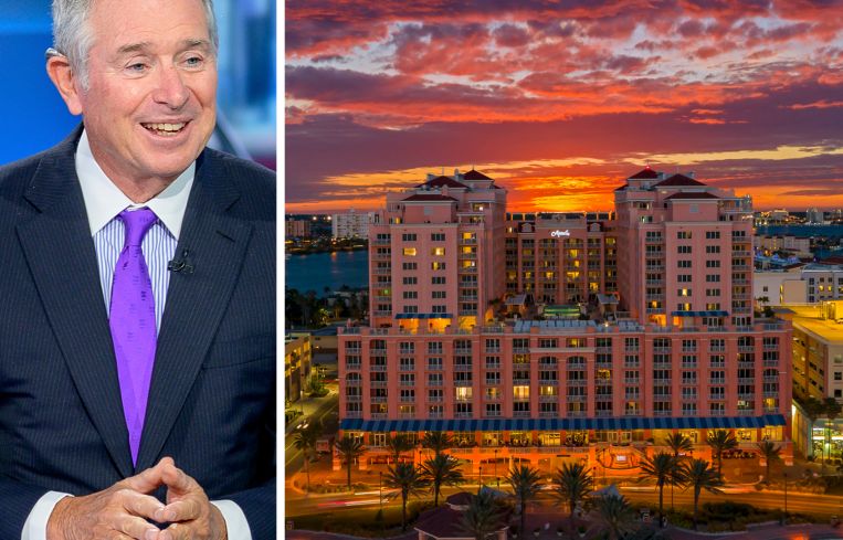 Blackstone Chairman, CEO, and Founder Stephen Schwarzman and Hyatt Regency Clearwater Beach Resort and Spa.