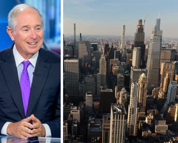 Blackstone Chairman, CEO, and co-founder Stephen Schwarzman and the Manhattan skyline.