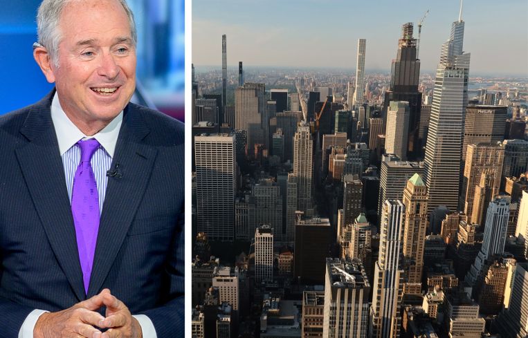 Blackstone Chairman, CEO, and co-founder Stephen Schwarzman and the Manhattan skyline.