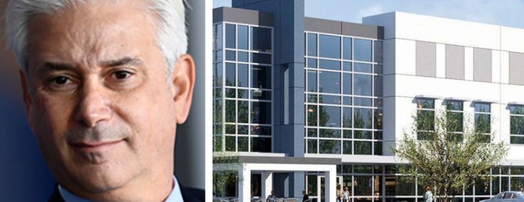 Wells Fargo CEO Charles Scharf and rendering of 12415 Sixth Street.