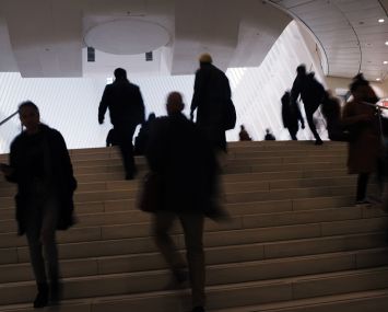 Commuters arrive at The Oculus at the World Trade Center in Manhattan.