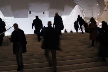 Commuters arrive at The Oculus at the World Trade Center in Manhattan.