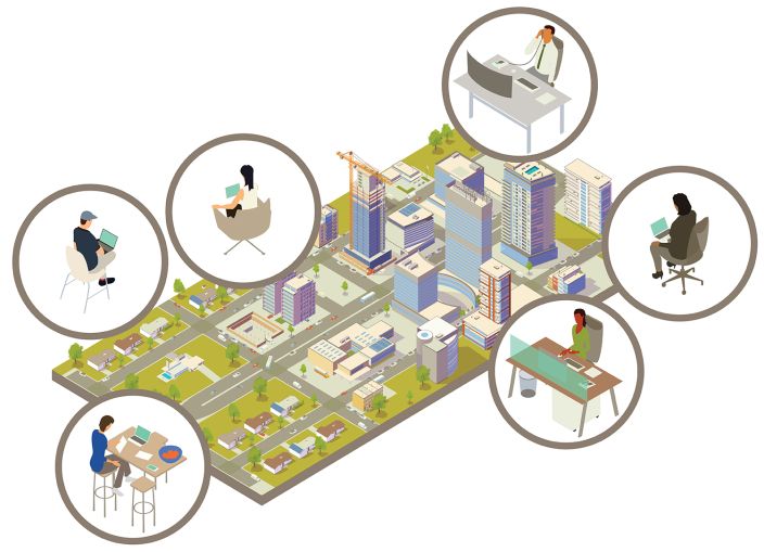 Illustration of a distributed workforce.